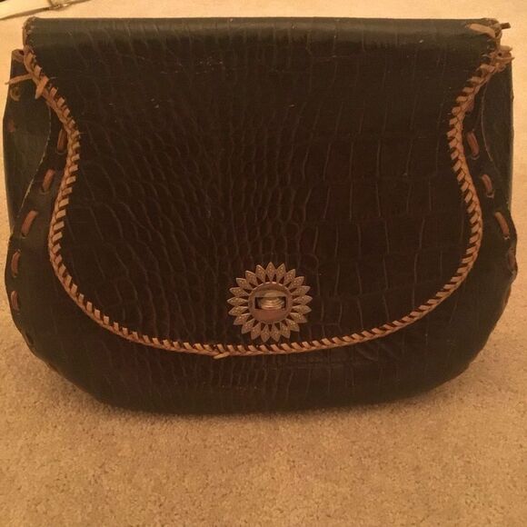 Vintage Hand Tooled Brown Leather Shoulder Handbag Purse- READ all - Picture 5 of 6